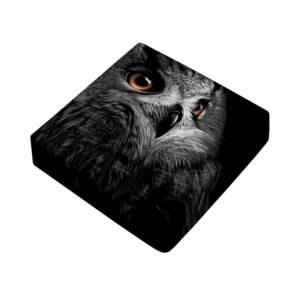 Owl Portrait Print Outdoor Seat Cushion Cover