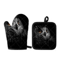 Owl Portrait Print Oven Mitt And Pot Holder Set