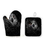 Owl Portrait Print Oven Mitt And Pot Holder Set