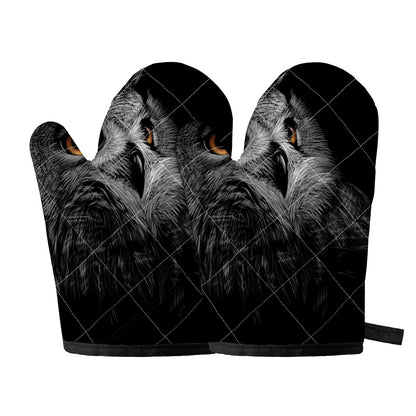 Owl Portrait Print Oven Mitts