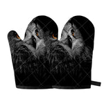 Owl Portrait Print Oven Mitts