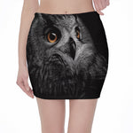Owl Portrait Print Pencil Mini Skirt
