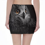 Owl Portrait Print Pencil Mini Skirt