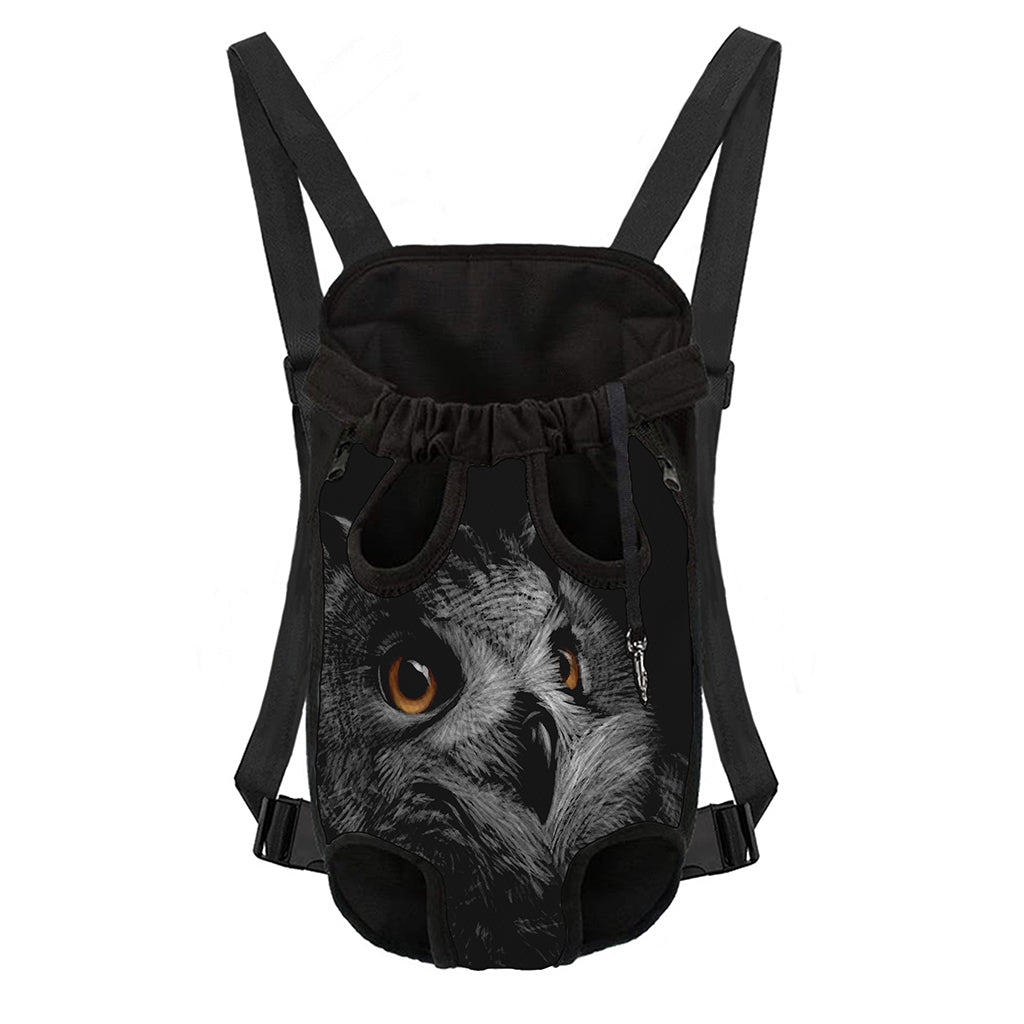 Owl Portrait Print Pet Carrier Backpack