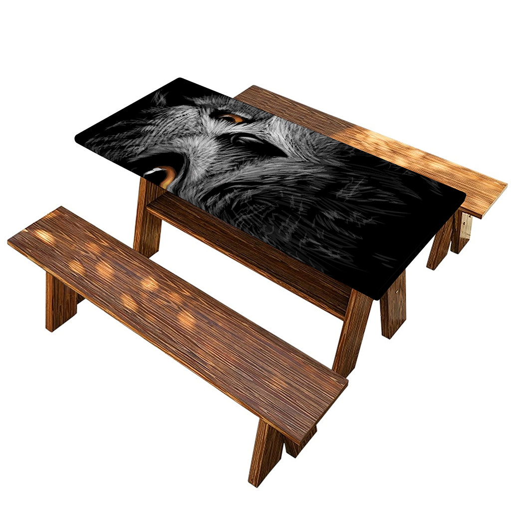 Owl Portrait Print Picnic Table Cover