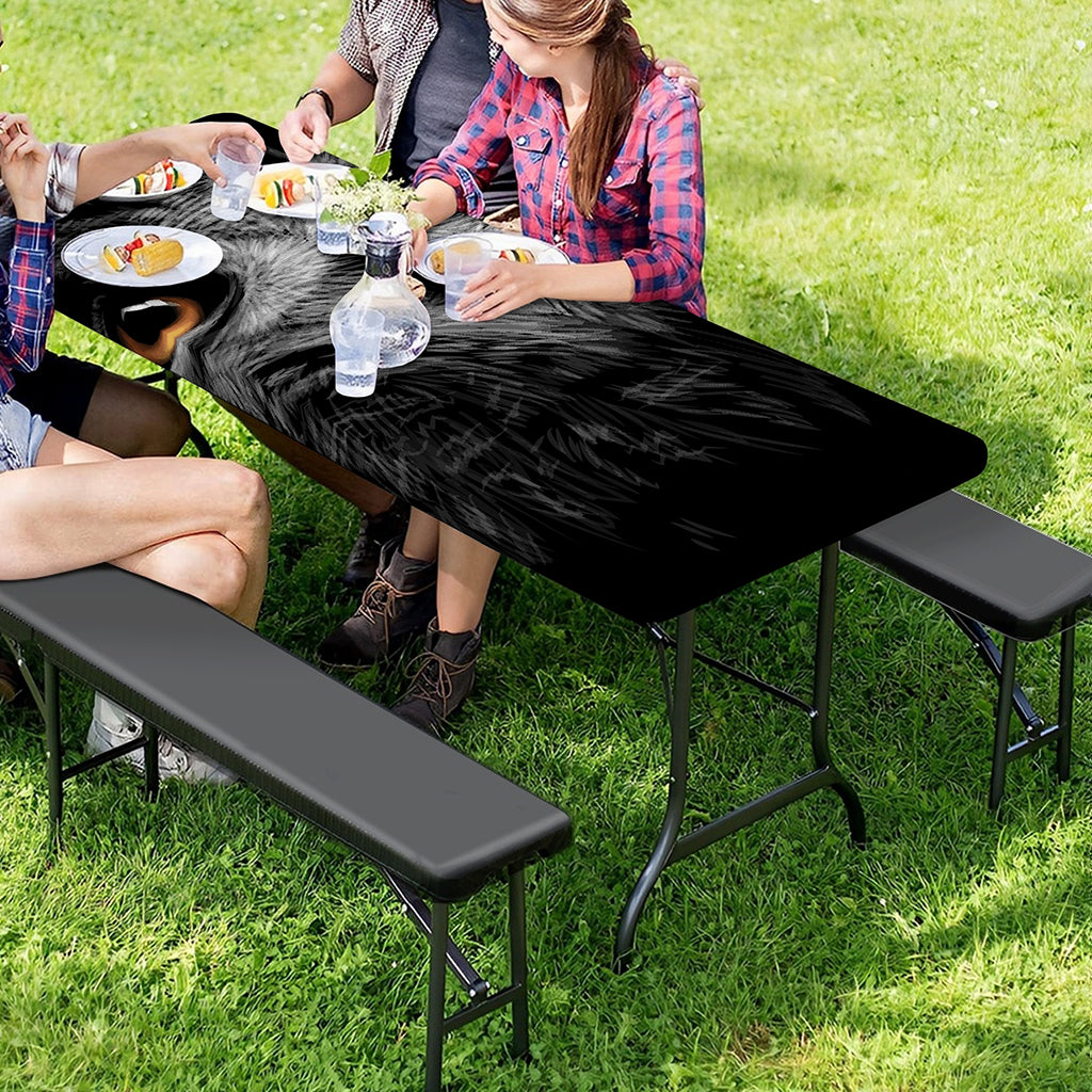 Owl Portrait Print Picnic Table Cover