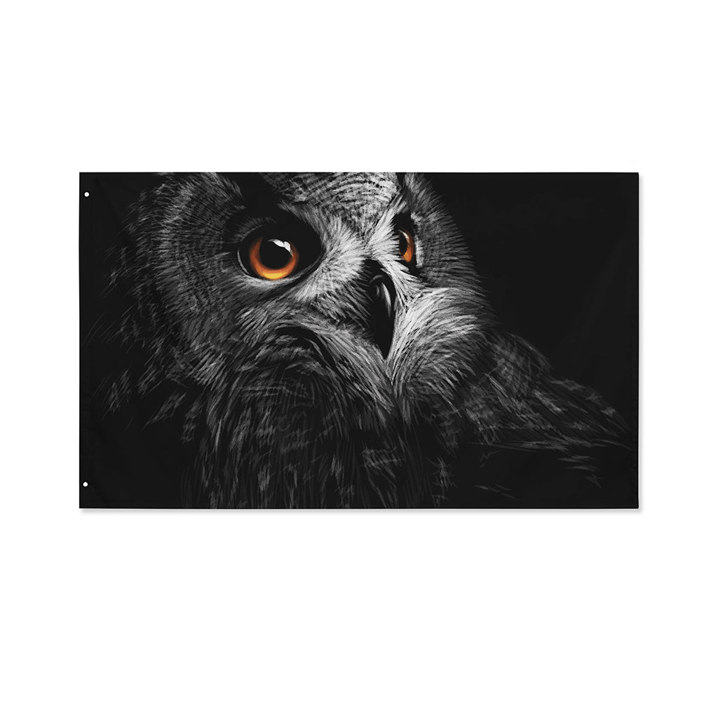 Owl Portrait Print Polyester Flag