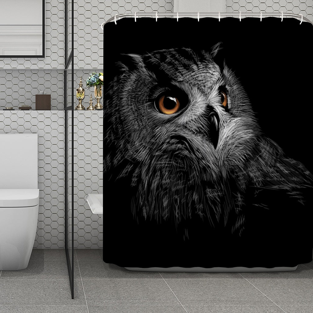 Owl Portrait Print Polyester Shower Curtain
