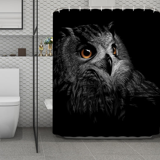 Owl Portrait Print Polyester Shower Curtain