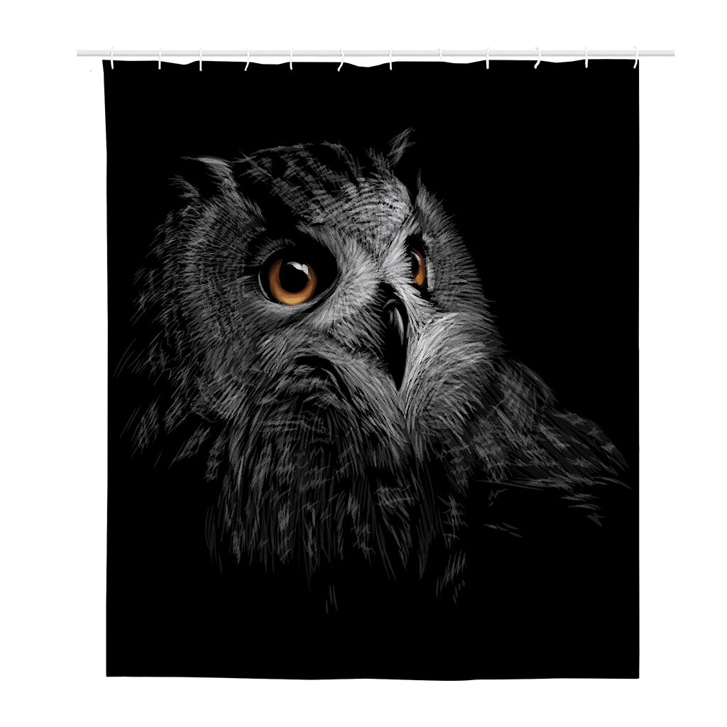 Owl Portrait Print Polyester Shower Curtain