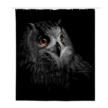 Owl Portrait Print Polyester Shower Curtain