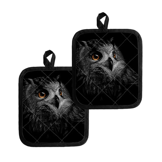 Owl Portrait Print Pot Holders