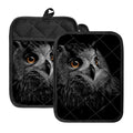 Owl Portrait Print Pot Holders With Pocket