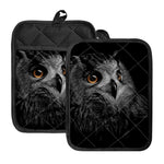 Owl Portrait Print Pot Holders With Pocket