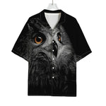 Owl Portrait Print Rayon Hawaiian Shirt