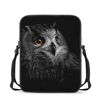 Owl Portrait Print Rectangular Crossbody Bag