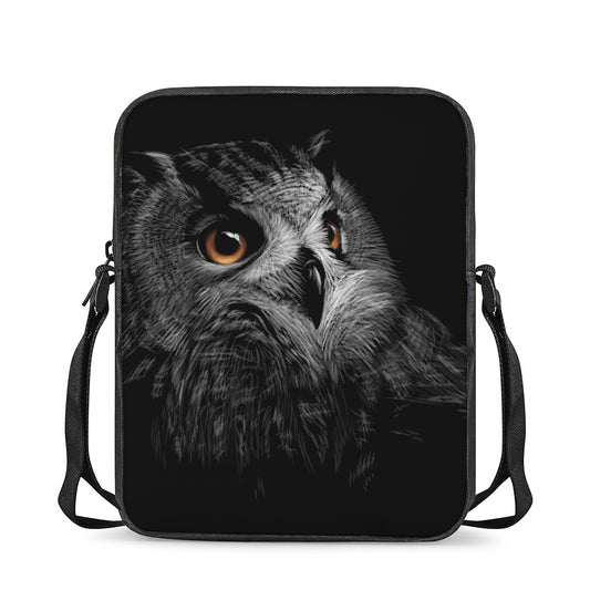 Owl Portrait Print Rectangular Crossbody Bag
