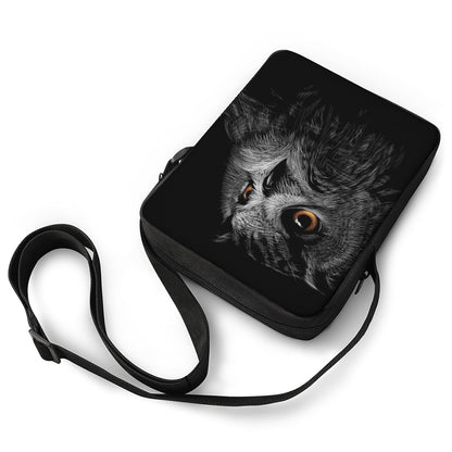 Owl Portrait Print Rectangular Crossbody Bag