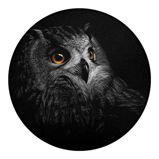 Owl Portrait Print Round Blanket