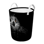 Owl Portrait Print Round Laundry Basket