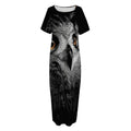 Owl Portrait Print Short Sleeve Long Nightdress