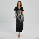 Owl Portrait Print Short Sleeve Maxi Dress
