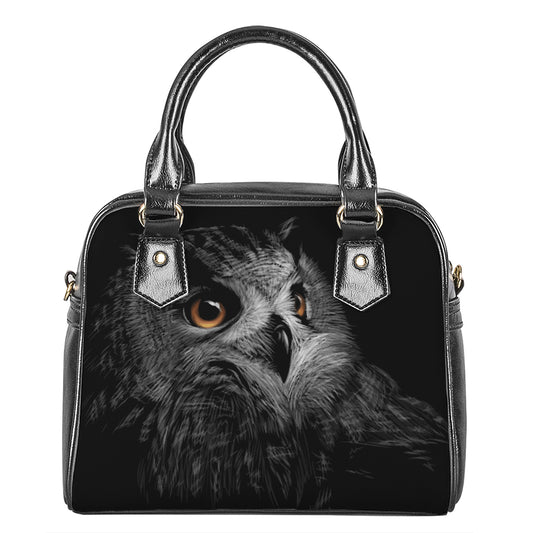 Owl Portrait Print Shoulder Handbag