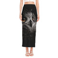 Owl Portrait Print Side Slit Maxi Skirt