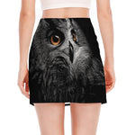 Owl Portrait Print Side Slit Mini Skirt