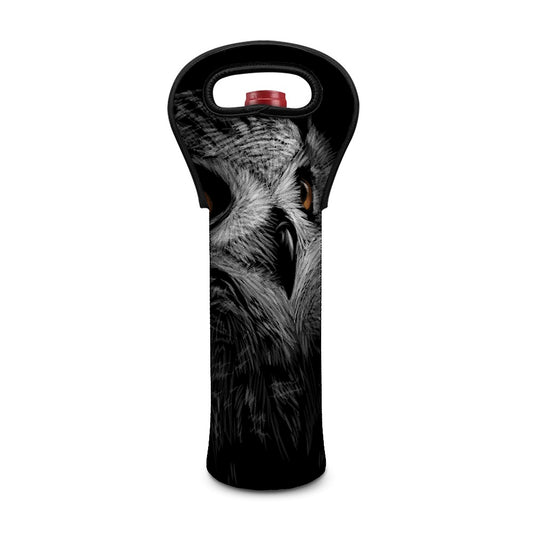 Owl Portrait Print Single Neoprene Wine Tote