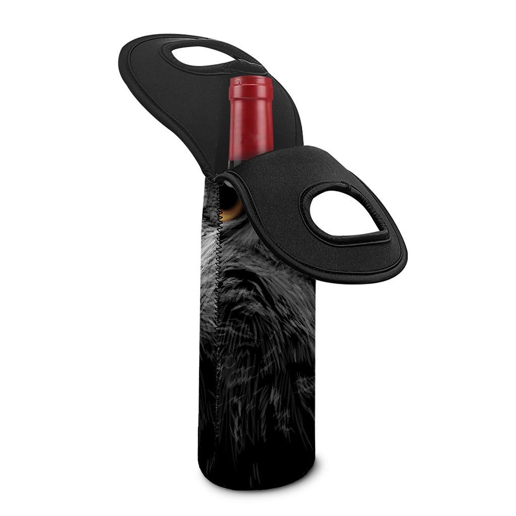 Owl Portrait Print Single Neoprene Wine Tote