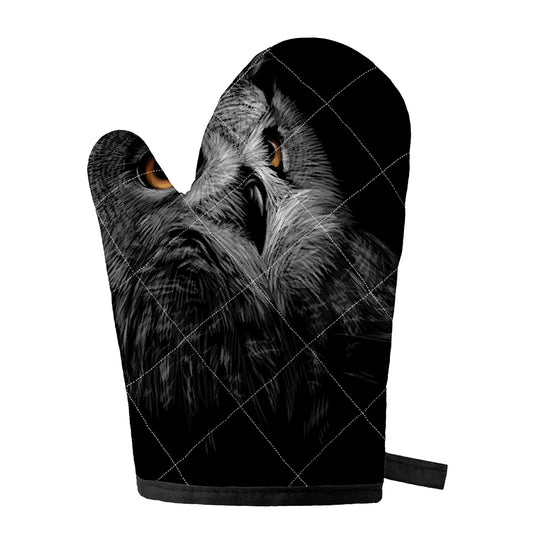 Owl Portrait Print Single Oven Mitt