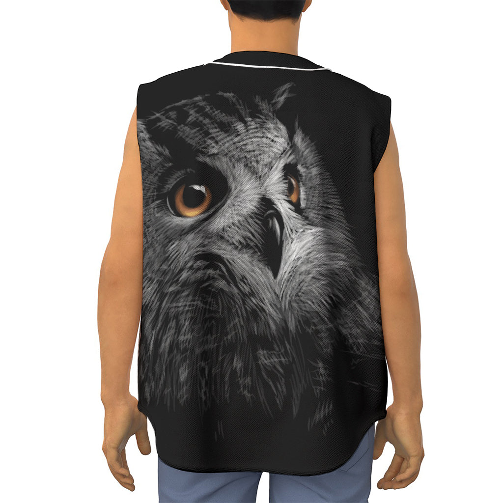 Owl Portrait Print Sleeveless Baseball Jersey