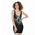 Owl Portrait Print Sleeveless Bodycon Dress