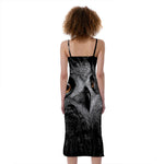 Owl Portrait Print Slim Fit Midi Cami Dress