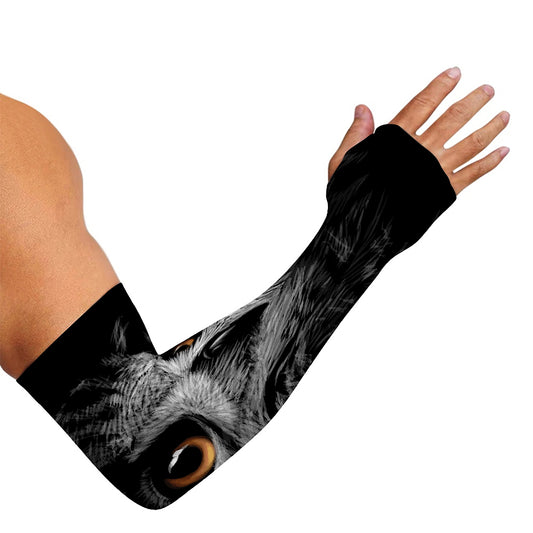 Owl Portrait Print Sun Protection Arm Sleeves