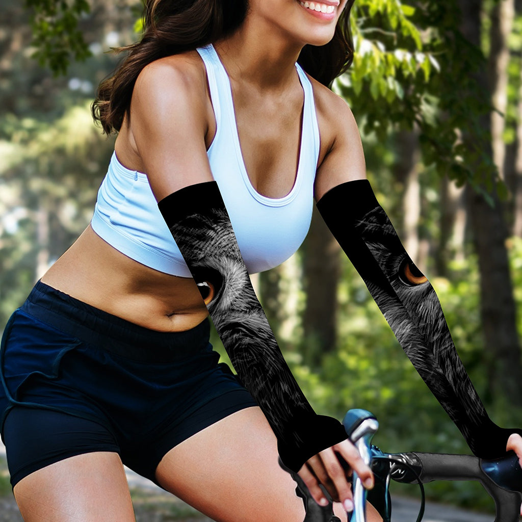 Owl Portrait Print Sun Protection Arm Sleeves