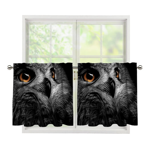 Owl Portrait Print Tier Curtains
