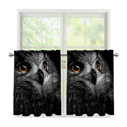 Owl Portrait Print Tier Curtains