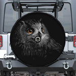 Owl Portrait Print Tire Cover With Camera Hole