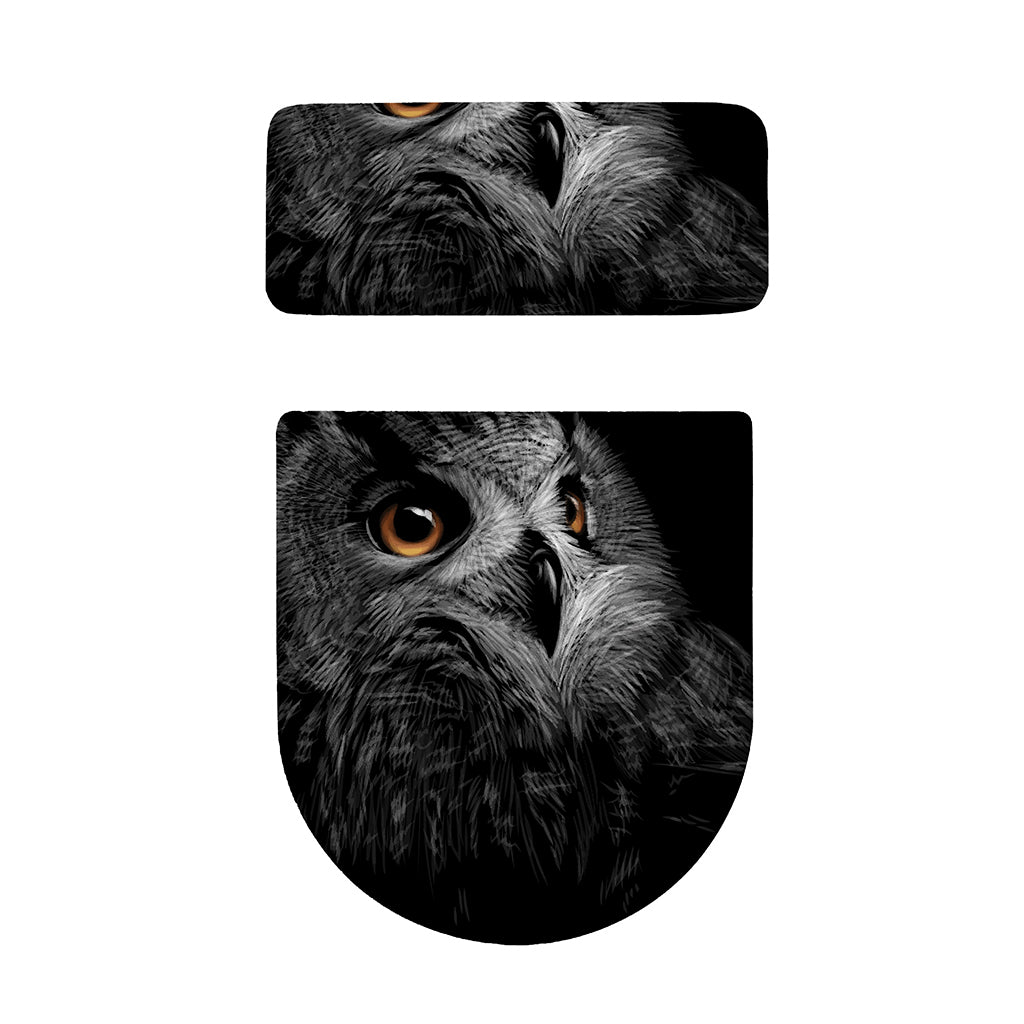 Owl Portrait Print Toilet Lid And Tank Cover Set
