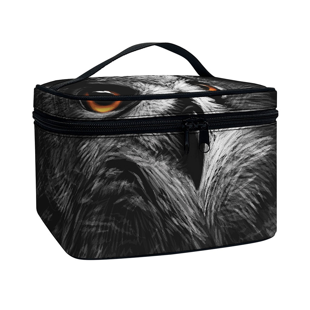 Owl Portrait Print Travel Makeup Bag