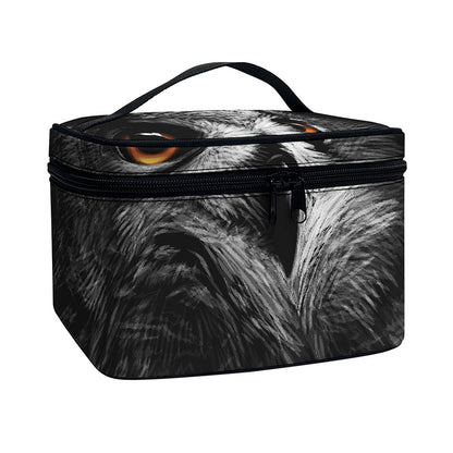 Owl Portrait Print Travel Makeup Bag