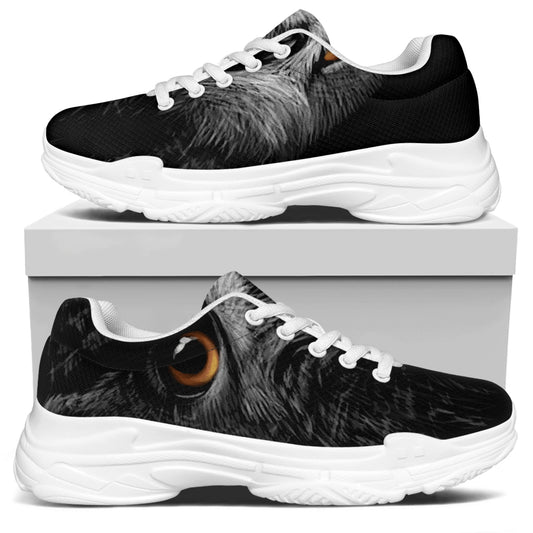 Owl Portrait Print White Chunky Shoes