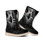 Owl Portrait Print Winter Boots