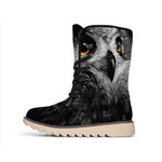 Owl Portrait Print Winter Boots