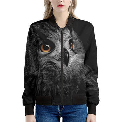 Owl Portrait Print Women's Bomber Jacket