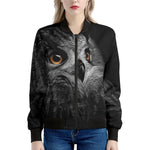 Owl Portrait Print Women's Bomber Jacket