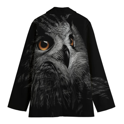 Owl Portrait Print Women's Cotton Blazer