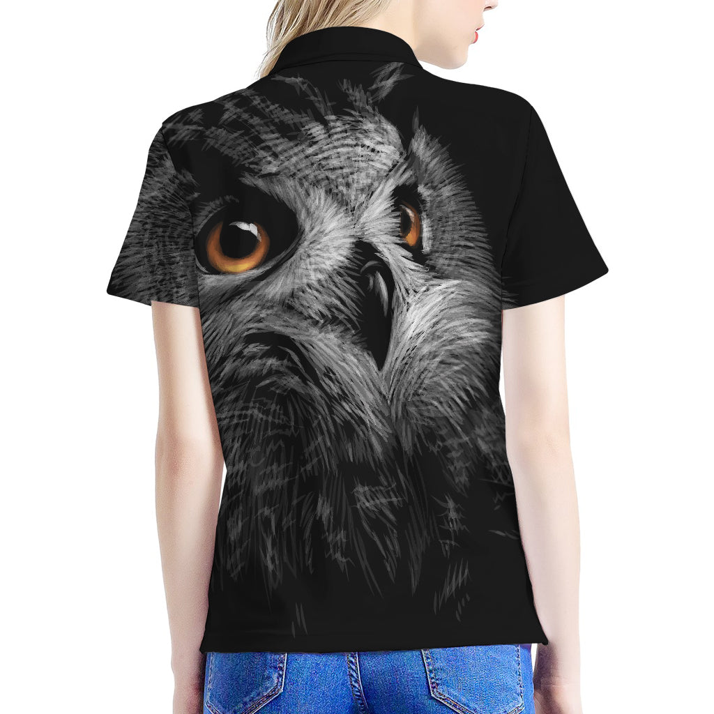Owl Portrait Print Women's Polo Shirt